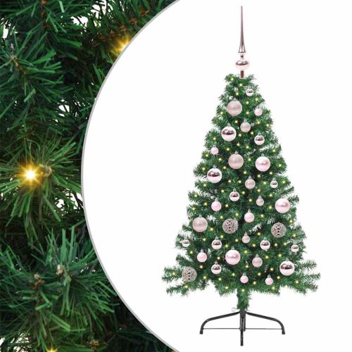 Изкуствена коледна елха с подсветка Зелен 120 cm ПВЦ
