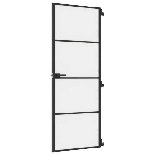 Интериорна врата черна 76x201,5 см закалено стъкло и алуминий