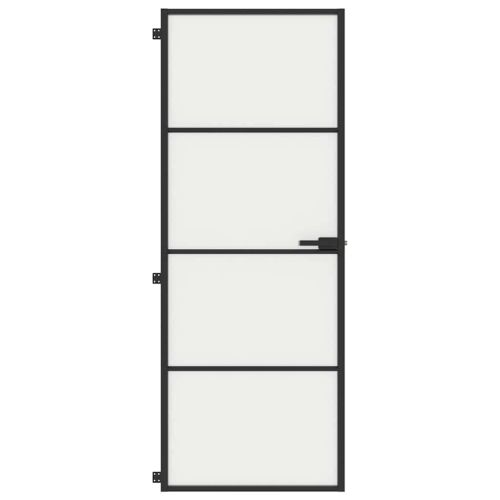 Интериорна врата черна 76x201,5 см закалено стъкло и алуминий
