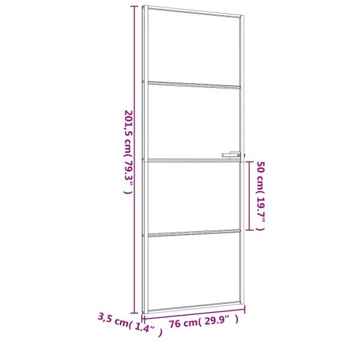 Интериорна врата черна 76x201,5 см закалено стъкло и алуминий