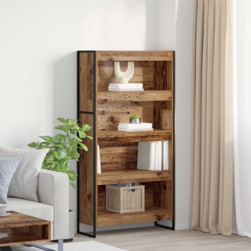 Шкаф за книги 80 x 30 x 155 см Инженерна дървесина Старо дърво