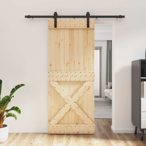 Преплъзваща се врата Естествено и черно 85 x 210 cm