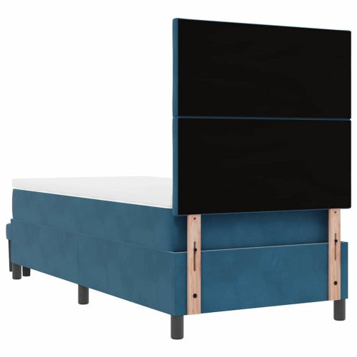 Легло с пружинирана основа Тъмносиньо 190 x 90 cm Кадифе