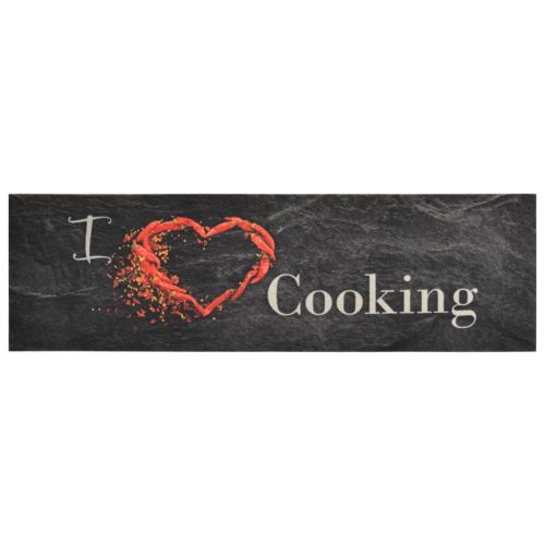 Кухненско килимче, миещо, Cooking, черно, 45x150 см, кадифе