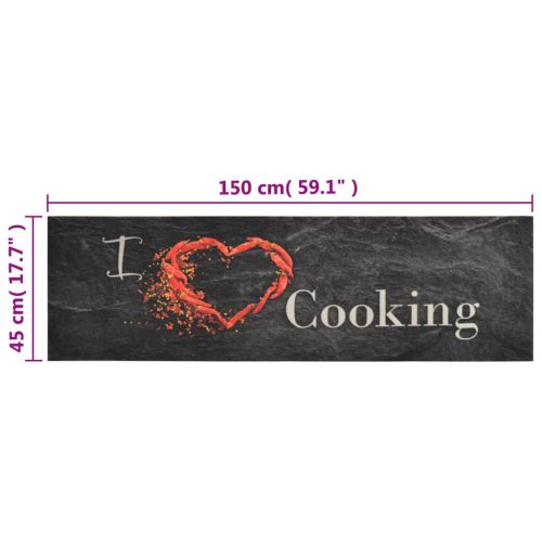 Кухненско килимче, миещо, Cooking, черно, 45x150 см, кадифе