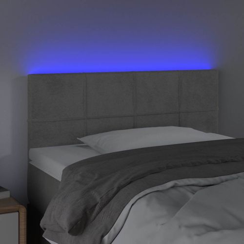 LED горна табла за легло, светлосива, 80x5x78/88 см, кадифе