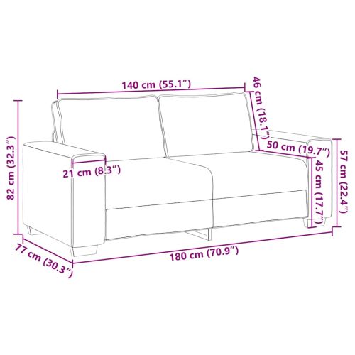 Двуместен диван 180x77x82 см, ленен