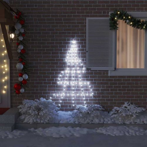 LED коледна елха с колчета за земя Хладно бяло 182 см Метал