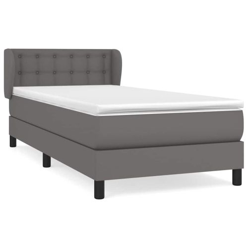 Боксспринг легло с матрак, сиво, 100x200 см, изкуствена кожа