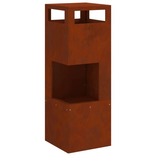 Котел за огън Кафяво 35 x 35 x 100 см Патинираща стомана