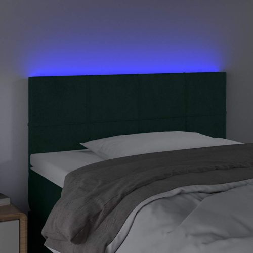 LED горна табла за легло, тъмнозелена, 90x5x78/88 см, кадифе
