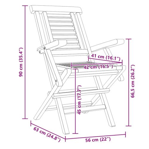 Сгъваеми столове 2 бр. 56x63x90 см Масивно тиково дърво