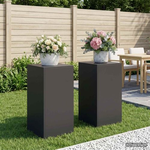 Стойка за растения 2 pcs Черно 40 x 40 x 80 cm Стомана