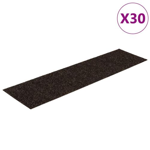 Изтривалки за стълби, самозалепващи се, 30 бр., 76x20 см, тъмнокафяви, правоъгълни