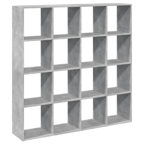 Библиотека, бетонно сива, 137,5x29x137,5 см, инженерно дърво