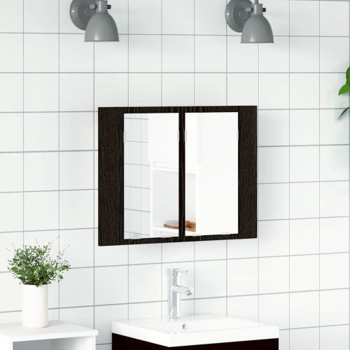 Шкаф с огледало за баня Черния дъб 60 x 12 x 45 см