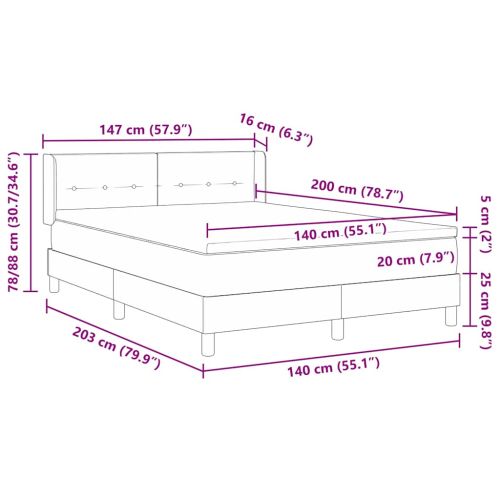 Легло с пружинирана основа с таблото Таупе 200 x 140 cm текстил