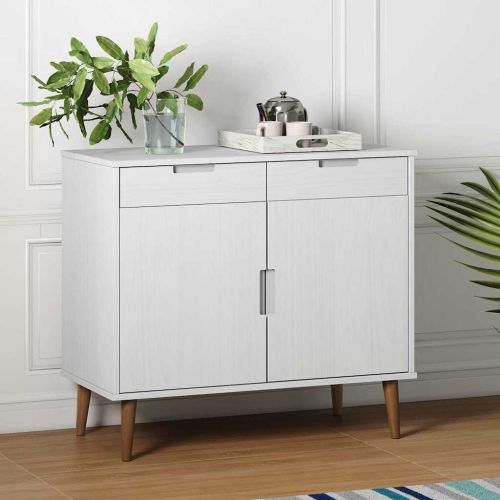 Сайдборд MOLDE бял 90x40x80 см бор масив