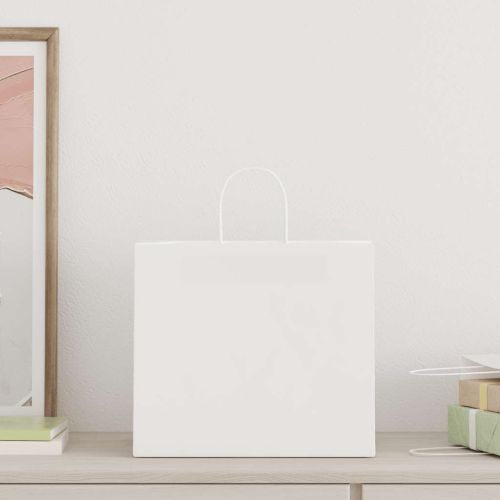 Хартиени торбички 250 бр с дръжки бели 32x22x28 см