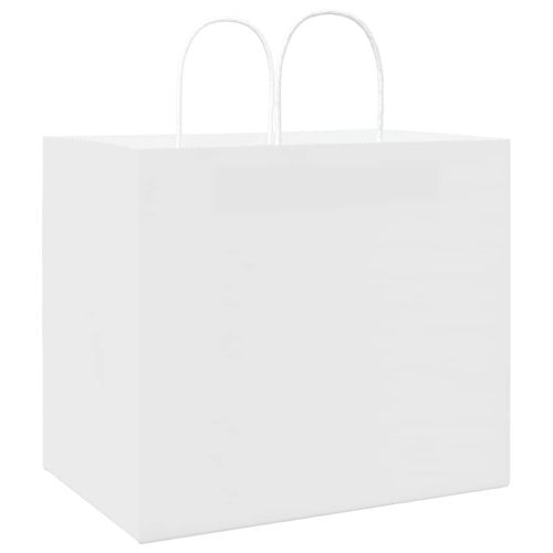 Хартиени торбички 250 бр с дръжки бели 32x22x28 см