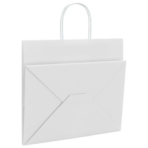 Хартиени торбички 250 бр с дръжки бели 32x22x28 см
