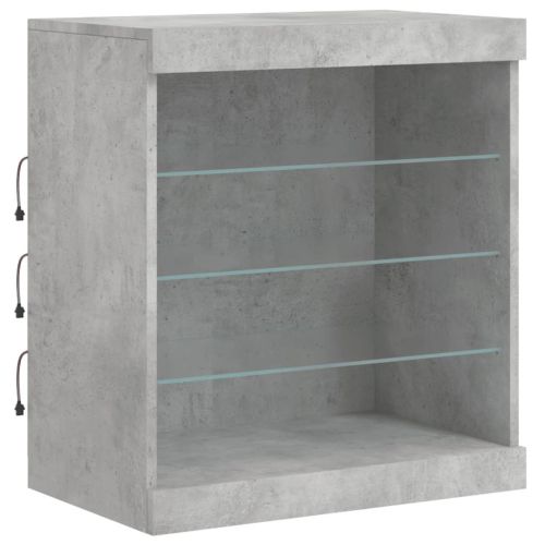 Сайдборд с LED светлини, бетонно сив, 60,5x37x67 см