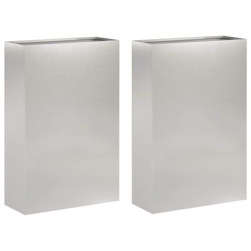 Градинска саксия 2 бр. Сребристо 40 x 20 x 75 см