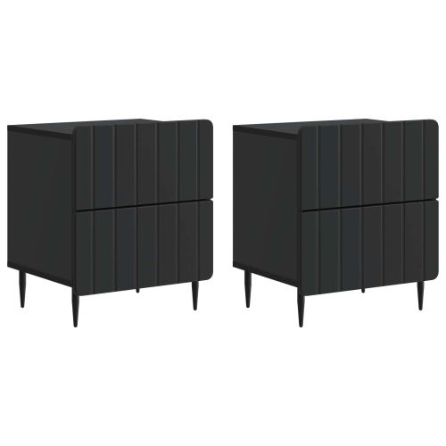 Нощен шкаф 2 бр. Черно 43 x 34,5 x 49,5 см Инженерна дървесина