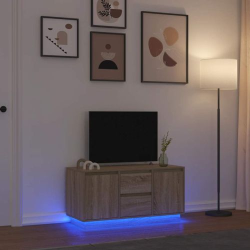 ТВ шкаф с LED осветление, дъб сонома, 100x41x50 см