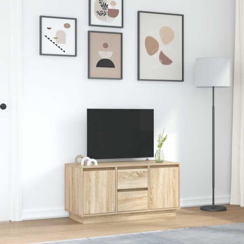 ТВ шкаф с LED осветление, дъб сонома, 100x41x50 см