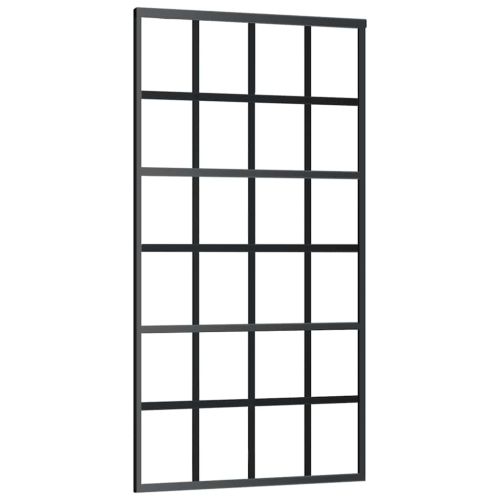 Плъзгаща се врата с механизъм черна 102x205 см ESG стъкло