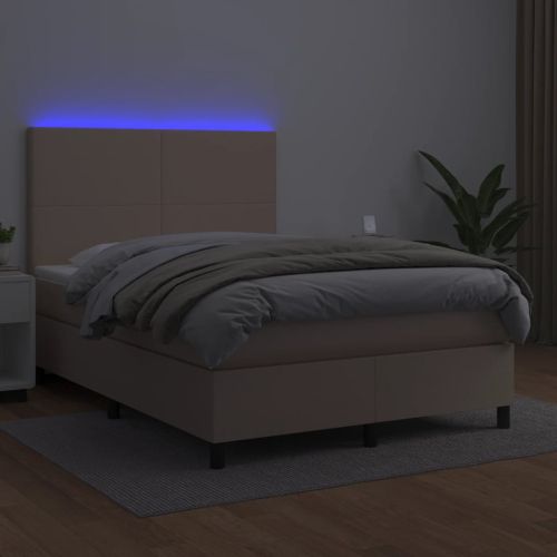 Боксспринг легло с матрак LED капучино 140x190 см
