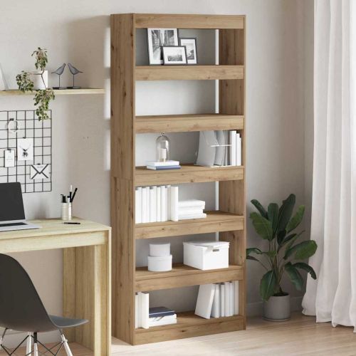 Шкаф за книги 6 нива 80 x 30 x 198 см Инженерна дървесина Дъб