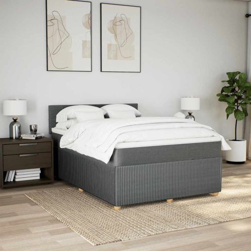 Боксспринг легло с матрак, тъмносиво, 160x200 см, плат