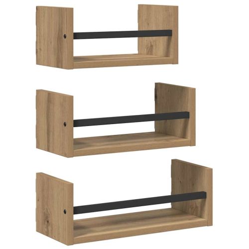 Комплект стенни рафтове 3 бр. Дъб 40x16x14см