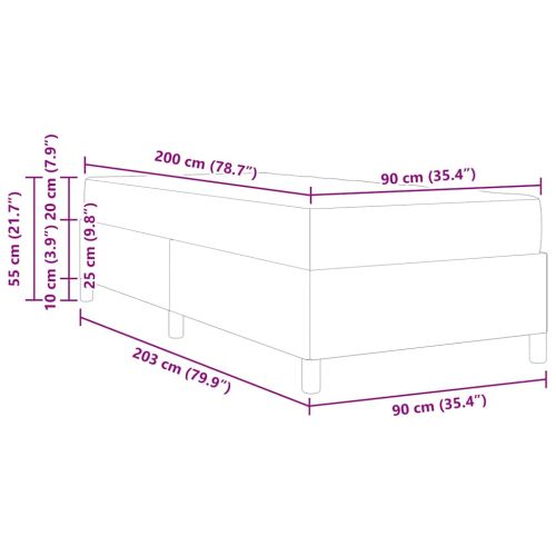 Рамка за легло с матрак Тъмен сив 90 x 200 cm текстил