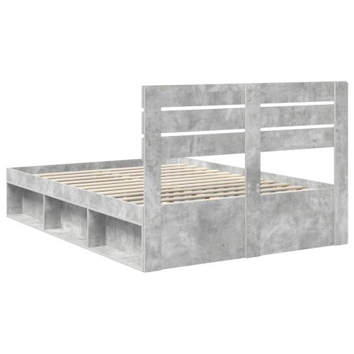 Рамка за легло Бетонно сиво 140 x 200 cm Солидно борово дърво