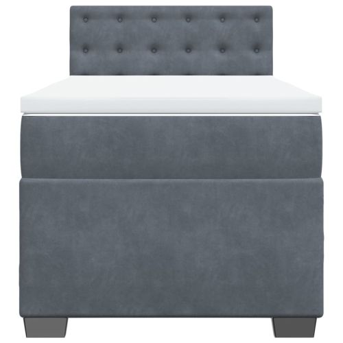 Боксспринг легло с матрак, тъмносиво, 80x200 см, кадифе