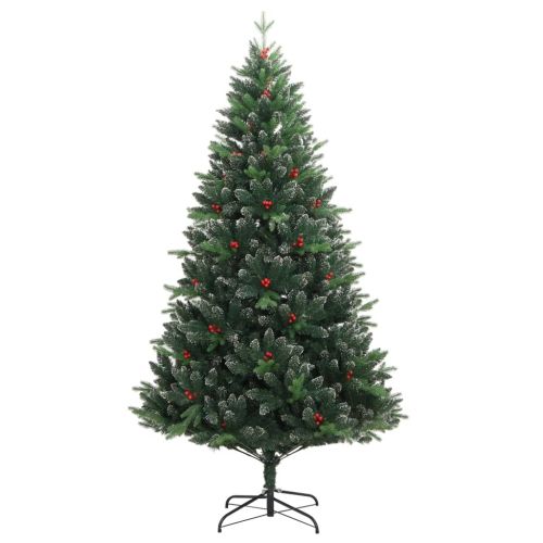 Изкуствена коледна елха с шарнири и червени плодове 240 см