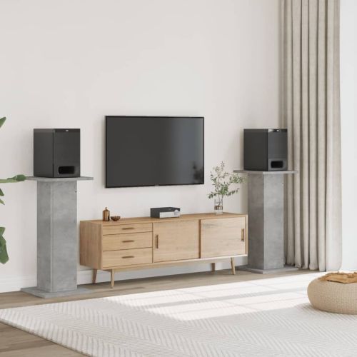 Стойки за тонколони 2бр бетонно сиви 30x30x95см инженерно дърво