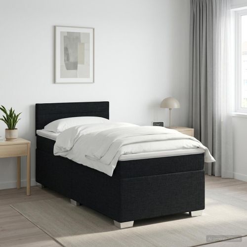 Континентално легло с матрак Черно 90 x 190 cm Текстил