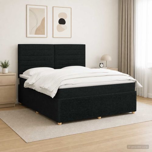 LED легло с матрак с LED ленти Черно 140 x 190 cm Текстил