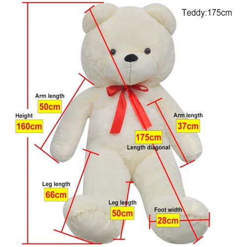 Мека плюшена играчка мече XXL бяло 160 см