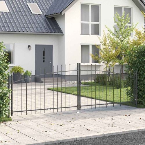 Двойна порта WOERDEN 400 x 174,5 см Стомана Сиво С ключалка