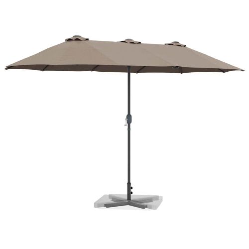 Градински парасол 370 x 197 x 239 см Полиестер и алуминий Таупе