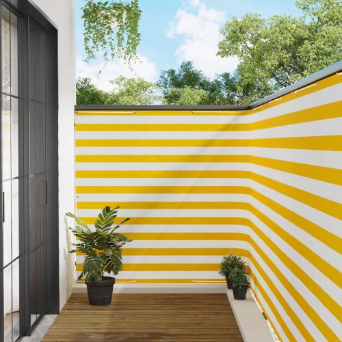 Прозорец за балкон 150 x 300 cm Тъкан с PU покритие Жълт и бял