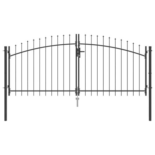 Двойна порта WOERDEN 299,5 x 149,5 см Стомана Сиво С ключалка