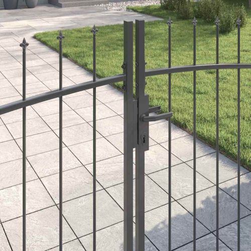 Двойна порта WOERDEN 299,5 x 149,5 см Стомана Сиво С ключалка