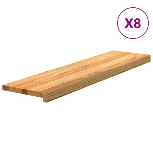 Стълбищни стъпала, 8 бр, светлокафяви, 100x25x2 см, дъб масив
