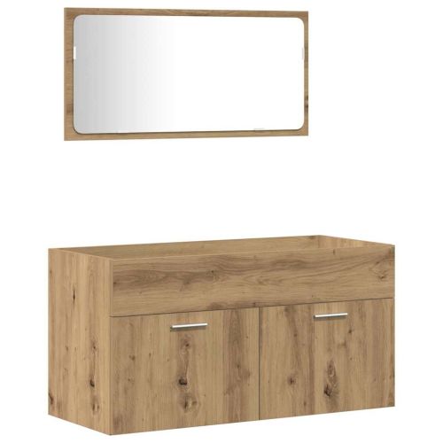 Комплект мебели за баня от 3 части Дъб артизан инженерно дърво